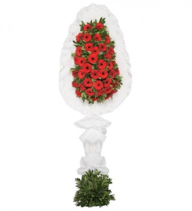 Kırmızı Gerbera Çelenk Tek Katlı